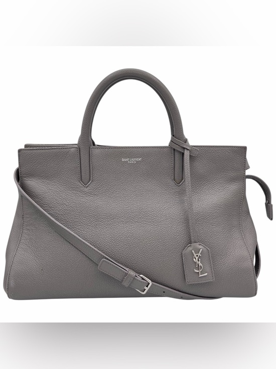 Saint Laurent Handbags - Saint Laurent Small Cabas Rive Gauche Grey Leather Tote Crossbody Bag
